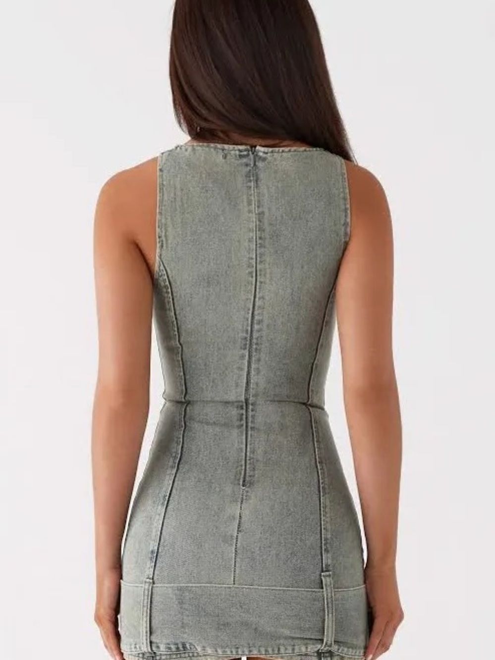 Peppermayo Dark Matter Sleeveless Denim Mini Dress with Front Buckle NWT 8 US - Picture 5 of 10